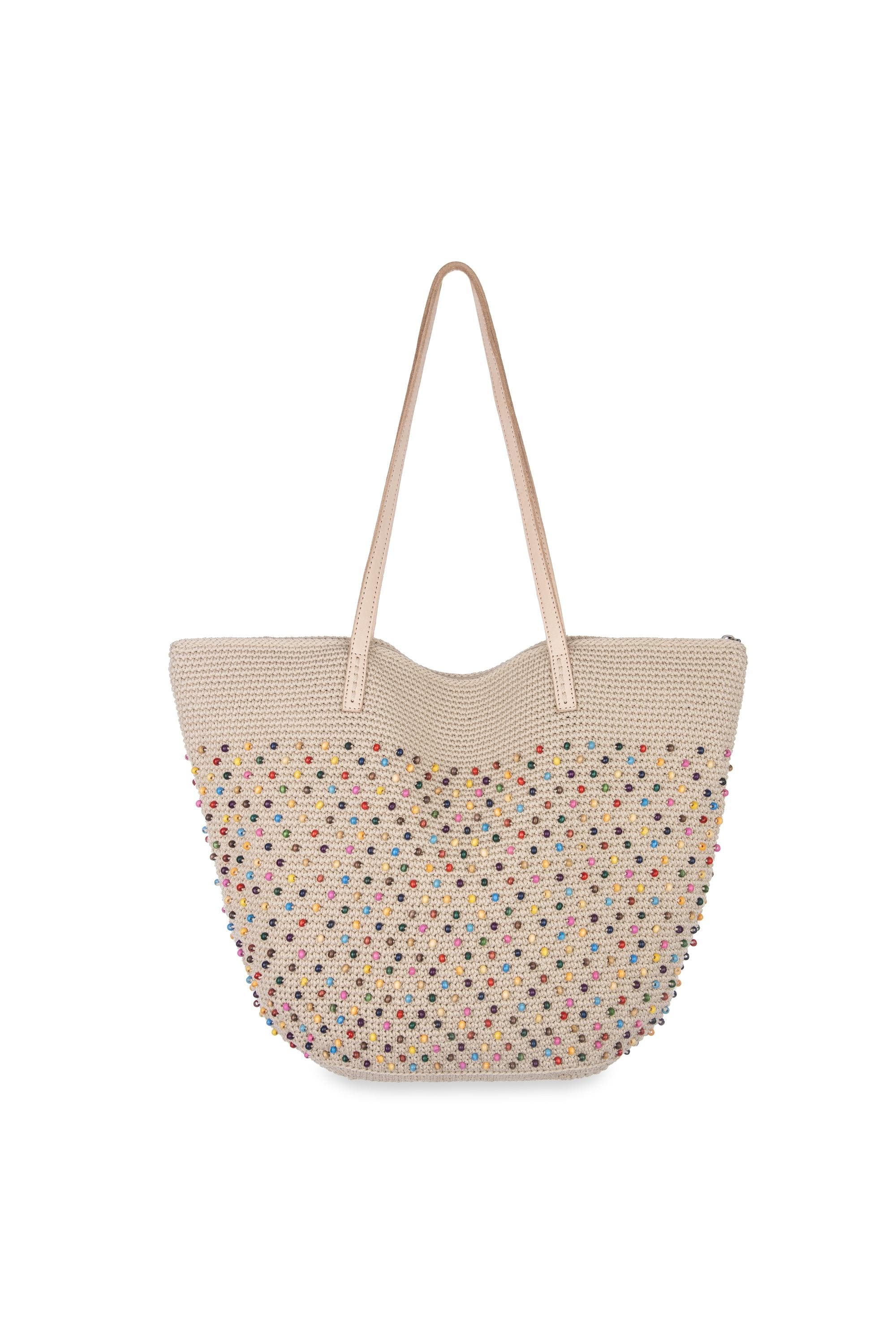 Faye Tote Bag, Alternate, color, Ecru Multi Beads