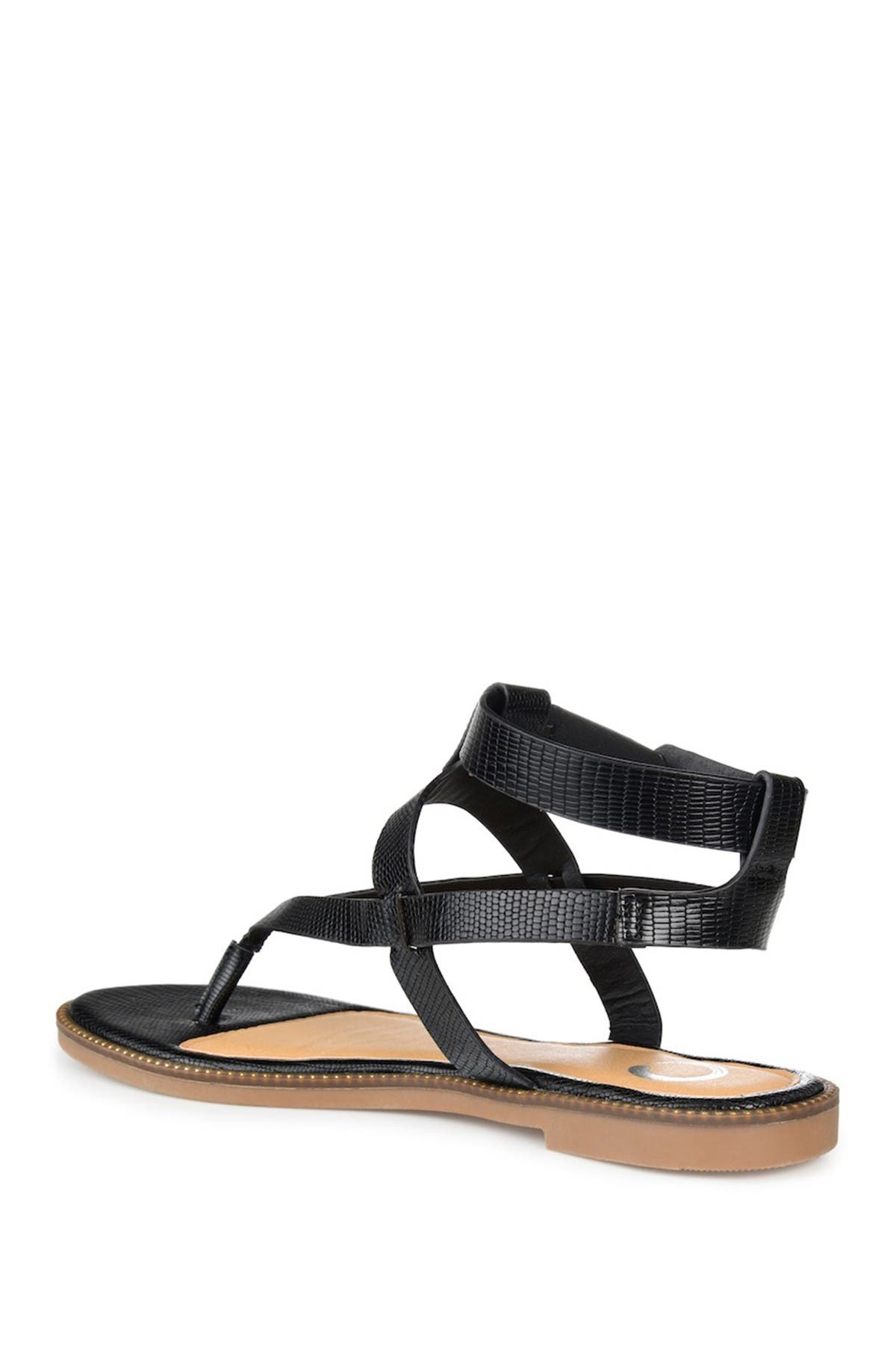 Journee Collection Tangie Snake Embossed Strappy Sandal, Alternate, color, Black