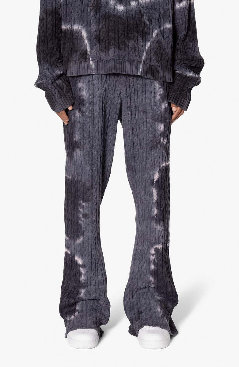 mnml Tie Dye Cable Knit Flare Leg Sweatpants, Main, color, 