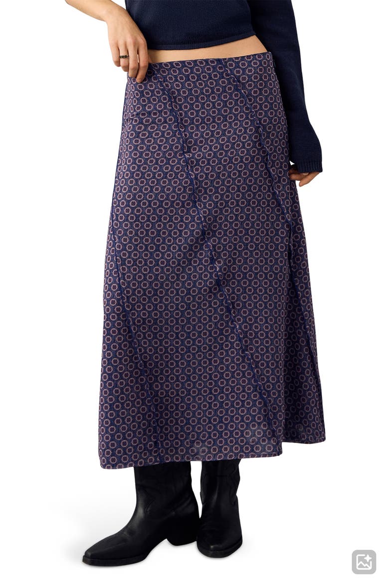 Floral Print Maxi Skirt, Main, color, NAVY