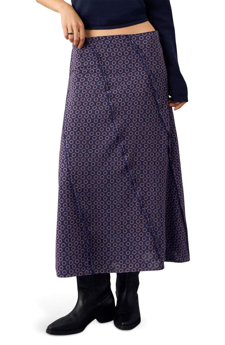 MANGO TEEN Floral Print Maxi Skirt, Main, color, Navy