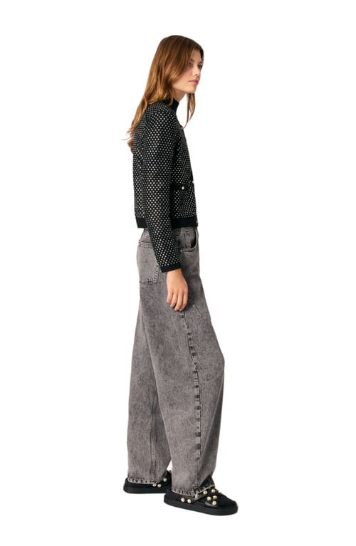 Maje High Rise Balloon Leg Jeans In Grey In Black