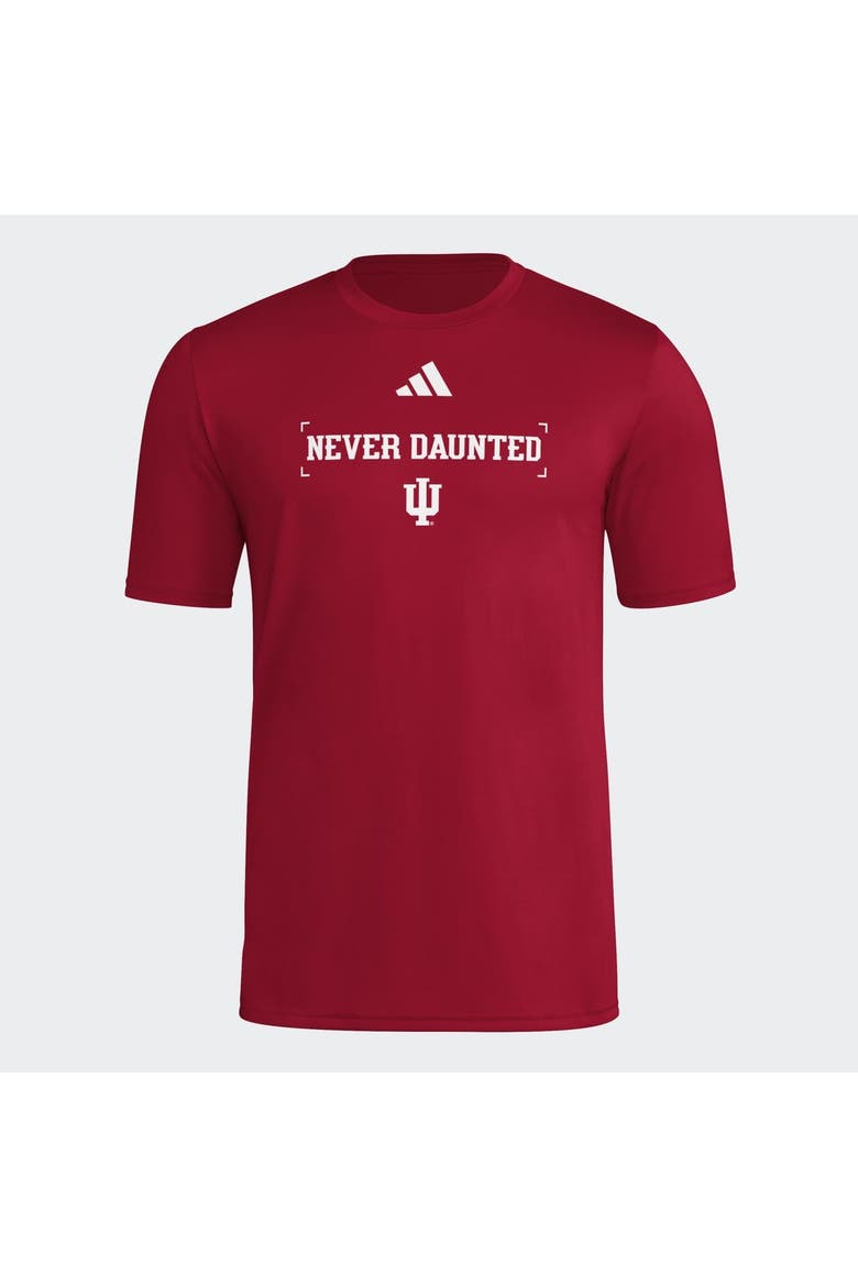 Men's adidas  Crimson Indiana Hoosiers Locker Slogan Football Pre-Game T-Shirt, Main, color, Crimson