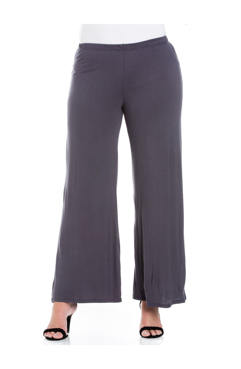 24seven Comfort Apparel Elastic Waist Flared Leg Palazzo Pants, Main, color, Charcoal