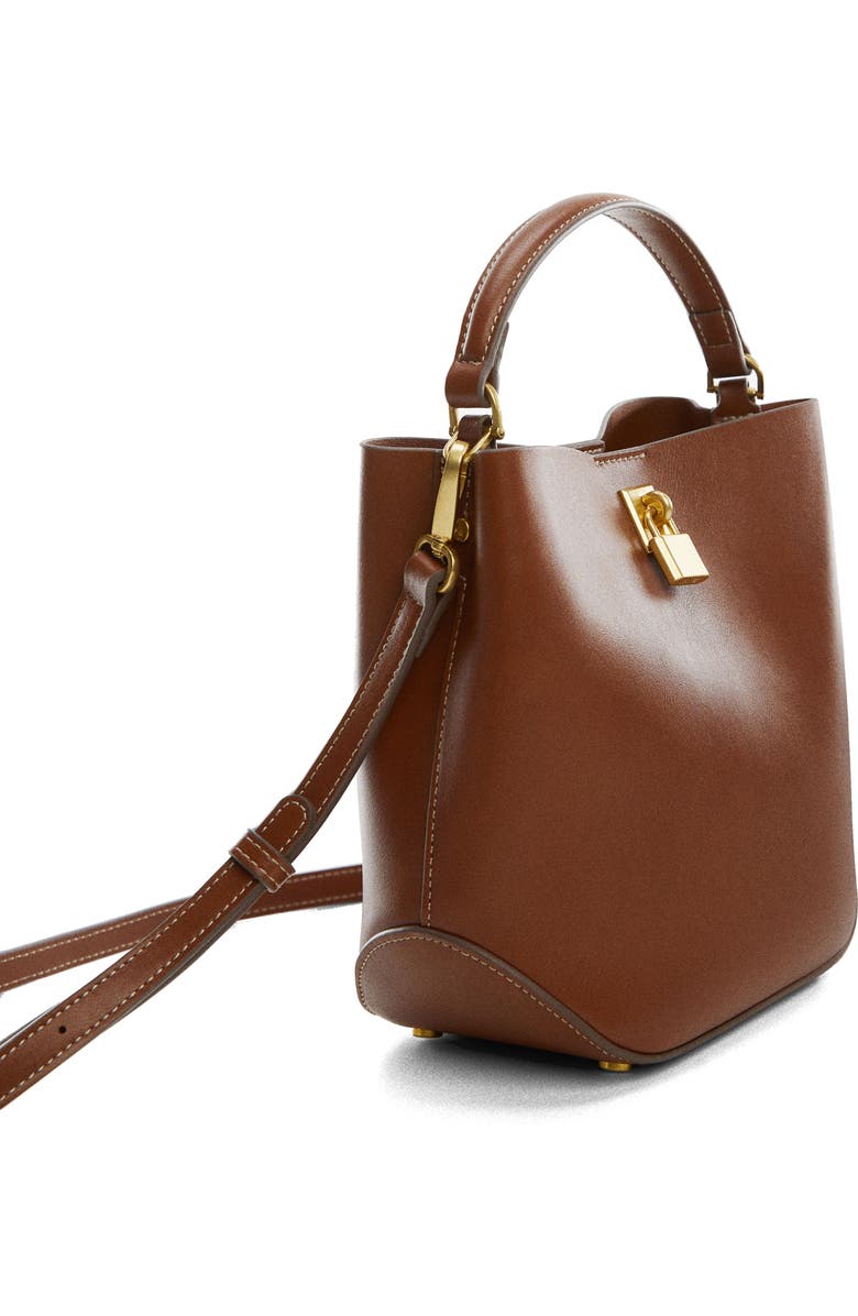 MANGO Padlock Faux Leather Mini Shopper Bag, Alternate, color,