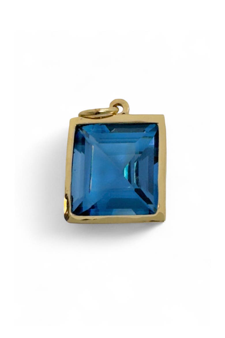 London Blue Topaz Square Charm, Main, color, GOLD / BLUE