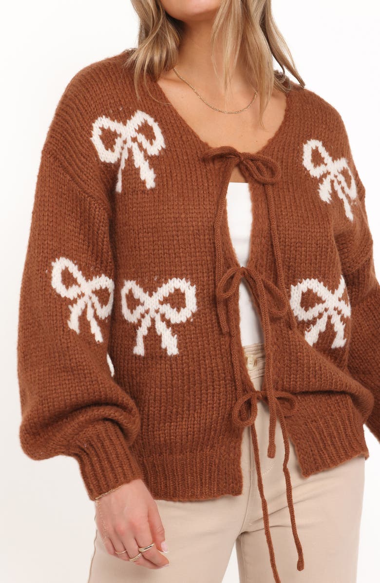 Petal & Pup Vienna Bow Cardigan, Alternate, color, Camel