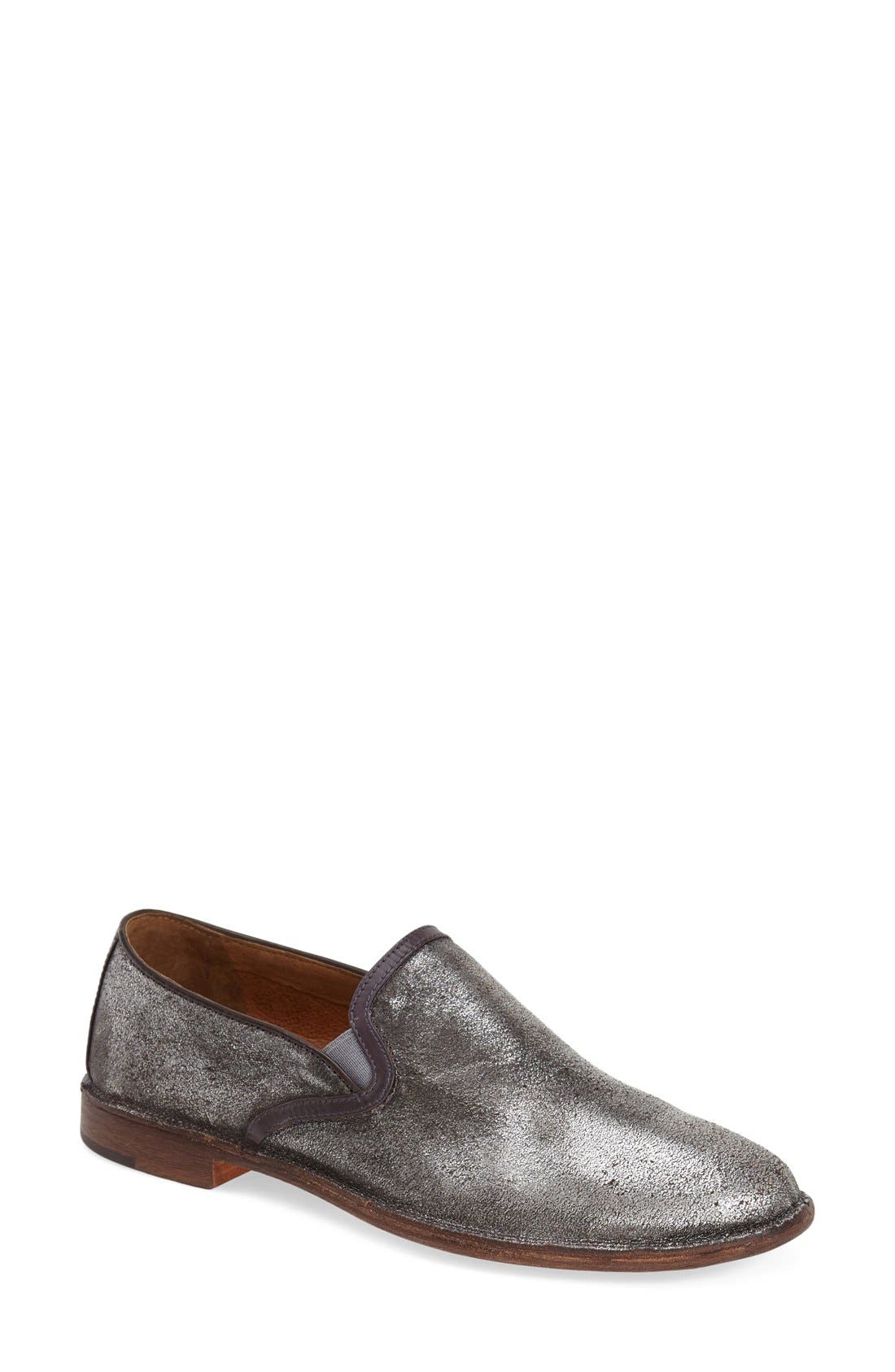 'Ali' Flat, Main, color, SILVER CALFSKIN