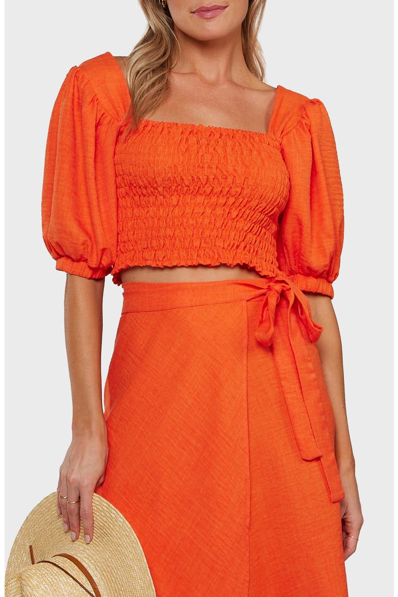 Reese Smocked Crop Top, Main, color, TANGERINE