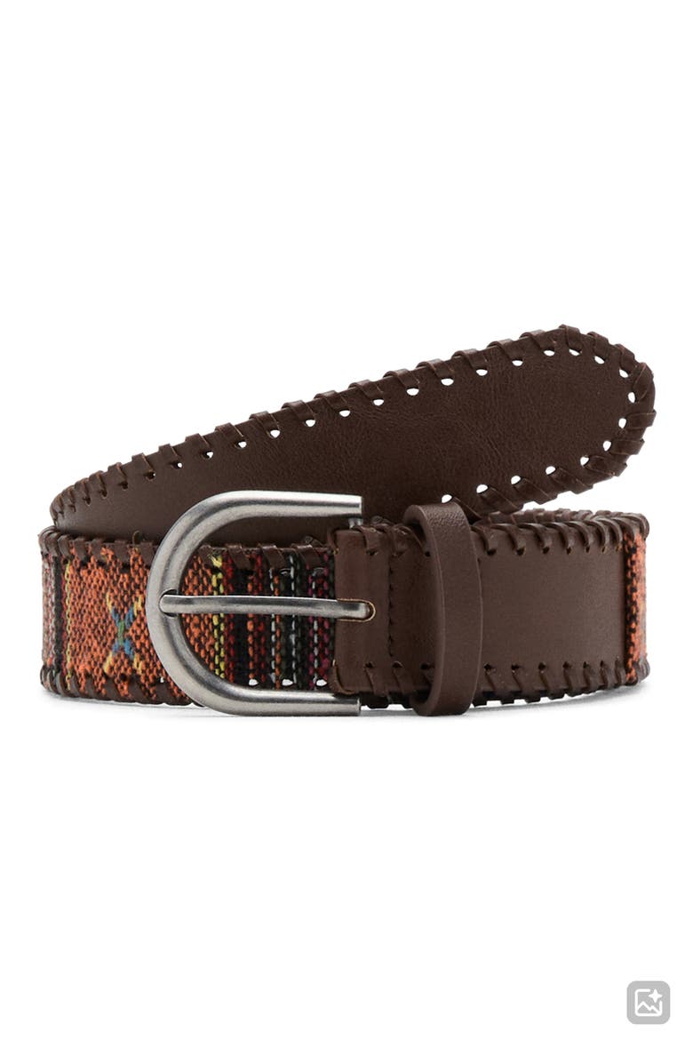 Whipstitched Woven Belt, Main, color, CHOCOLATE