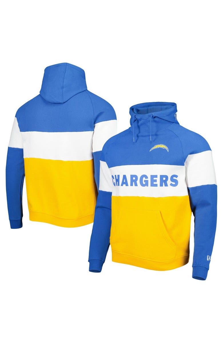 New Era Men's New Era Gold Los Angeles Chargers Colorblock Current Pullover Hoodie, Main, color, Gold