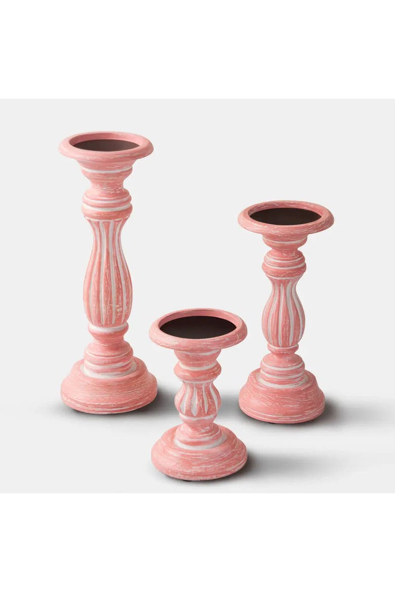 Rosé Reverie Pillar Candleholder Set, Alternate, color, Rose