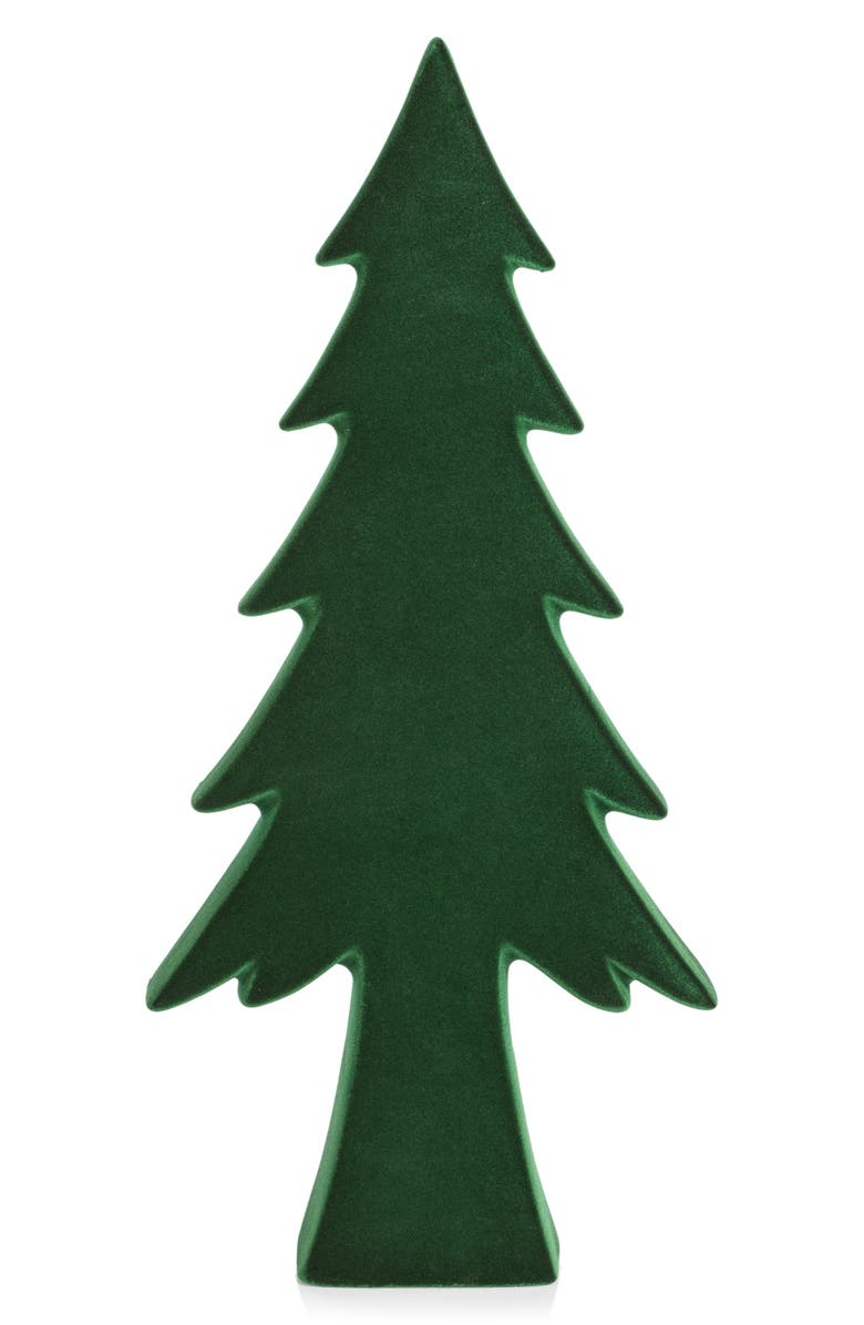 Zodax Kazuko Flocked Tree Figurine, Main, color, Green