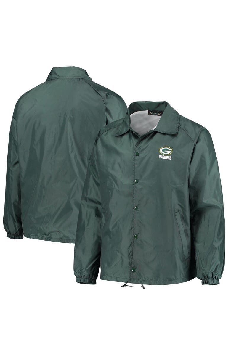 DUNBROOKE Men's Green Green Bay Packers Coaches Classic Raglan Full-Snap Windbreaker Jacket, Alternate, color, Green