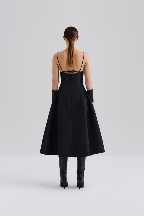 Malina Calista Exaggerated Hip Midi Dress In Black