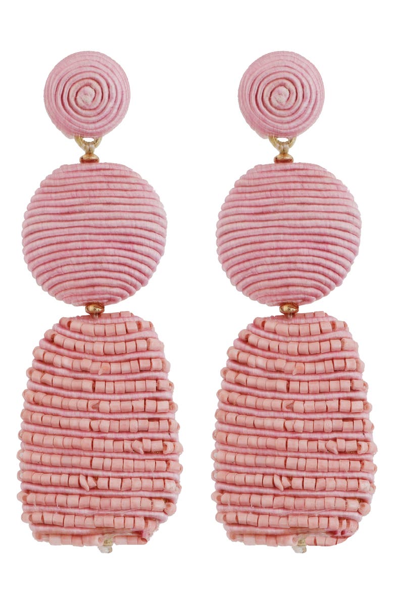 Panacea Raffia Beaded Drop Earrings, Main, color, Pink