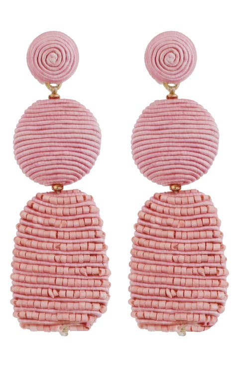 Raffia Beaded Drop Earrings