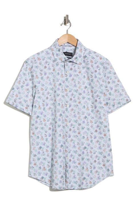 Miles OoohCotton® Abstract Print Short Sleeve Button-Up Shirt