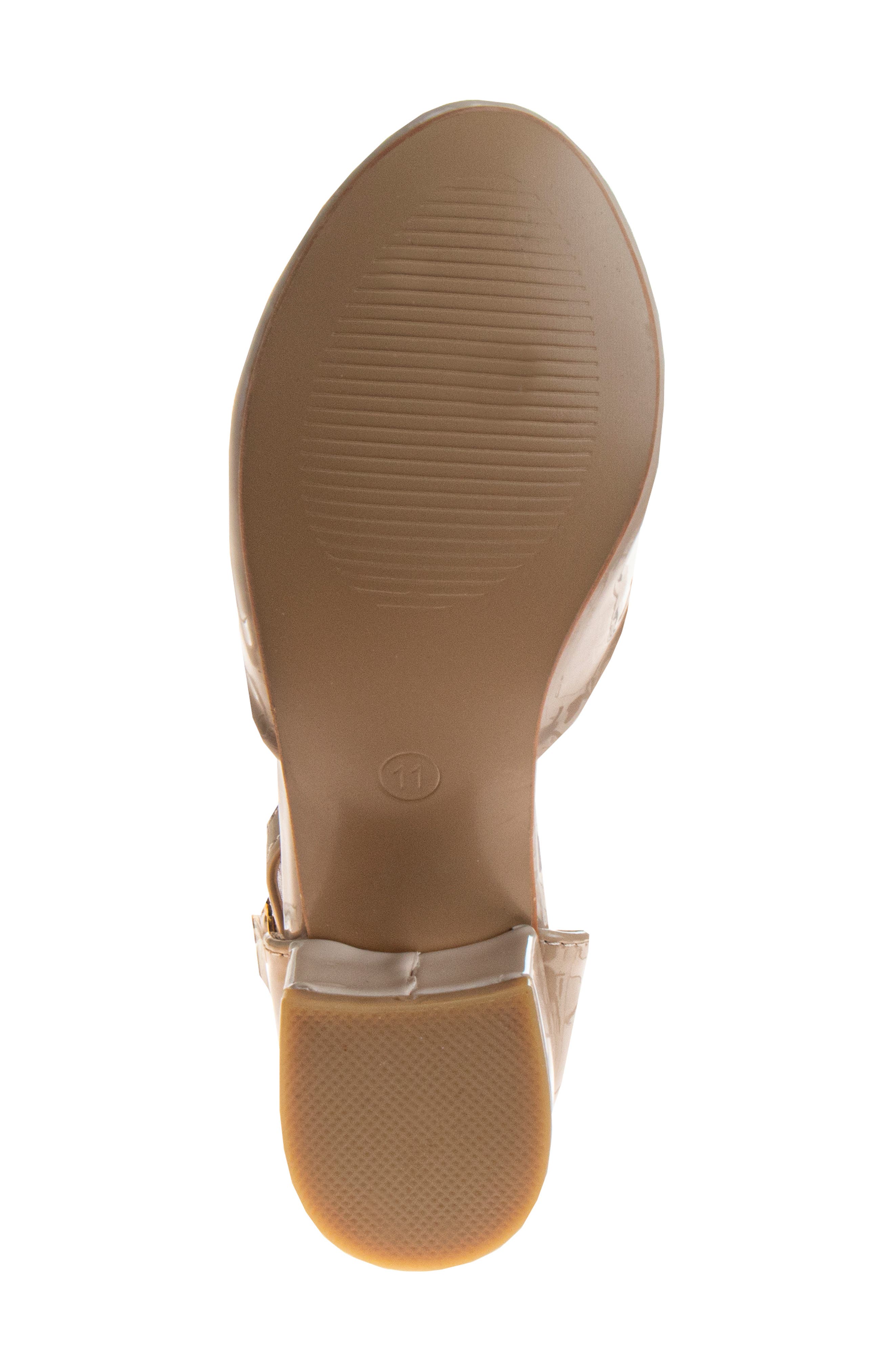 Kids' Ankle Strap Block Heel Pump, Alternate, color, BEIGE PATENT
