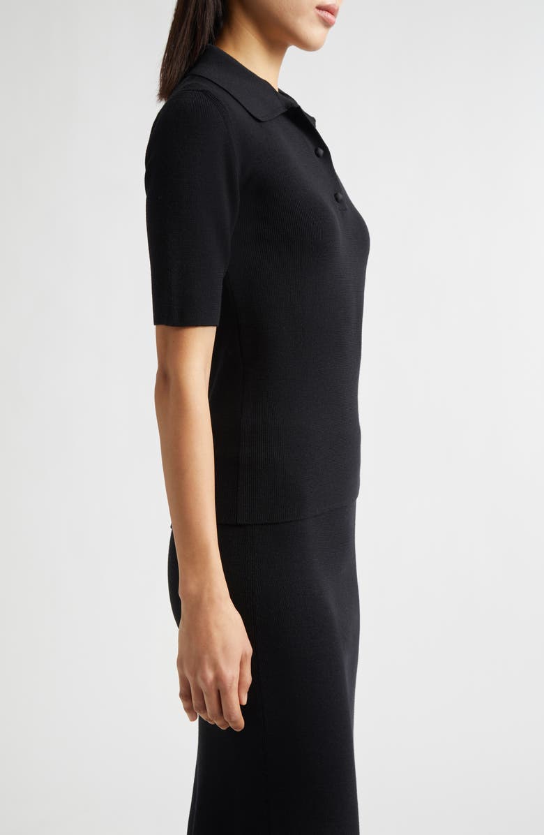 Jil Sander Rib Merino Wool Polo, Alternate, color, Black