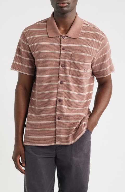 Shayne Short Sleeve Cotton Knit Button-Up Shirt