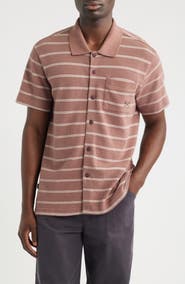DARK SEAS Shayne Short Sleeve Cotton Knit Button-Up Shirt