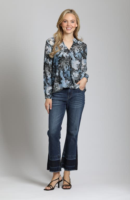Apny Printed Top In Light Blue Multi