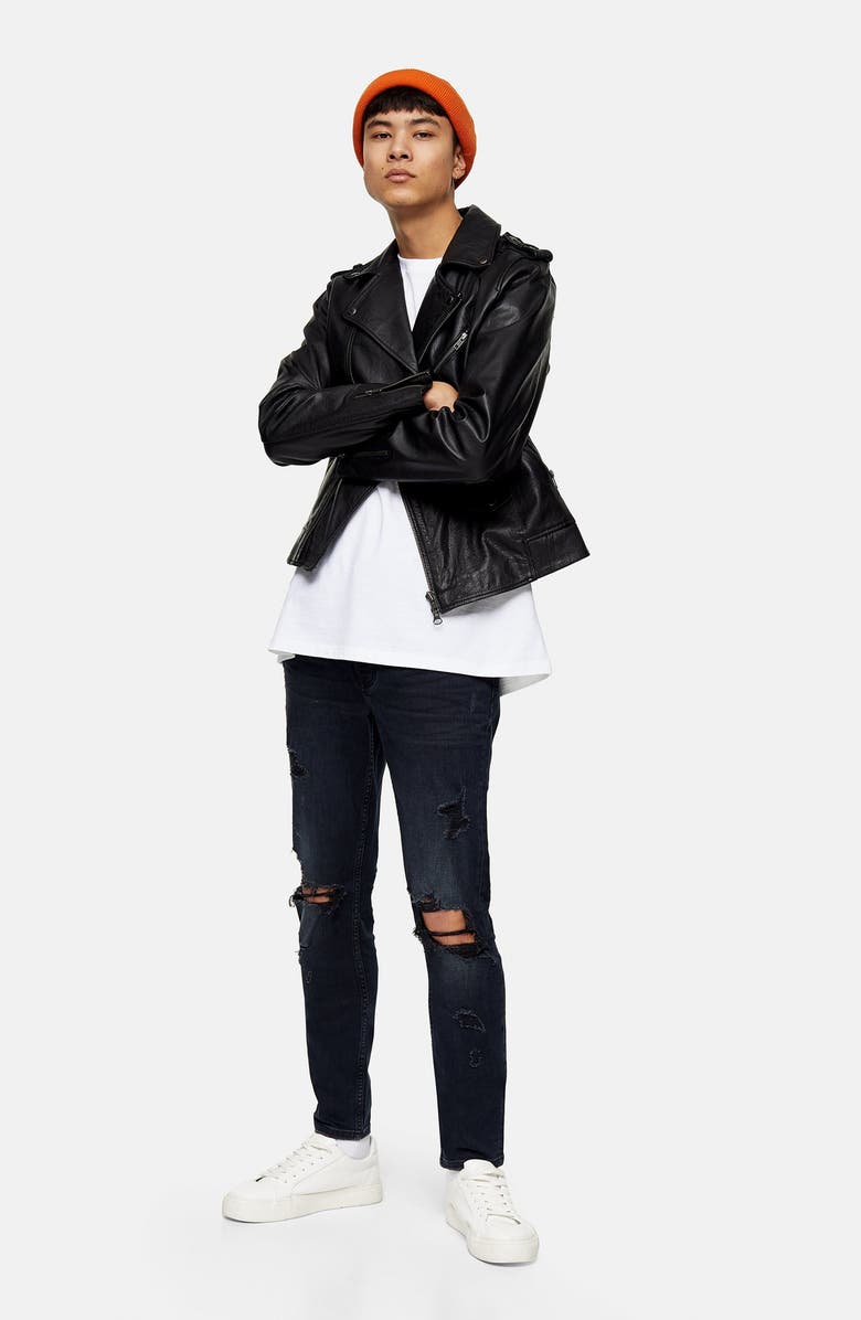 Topman Ripped Skinny Fit Jeans, Alternate, color, 