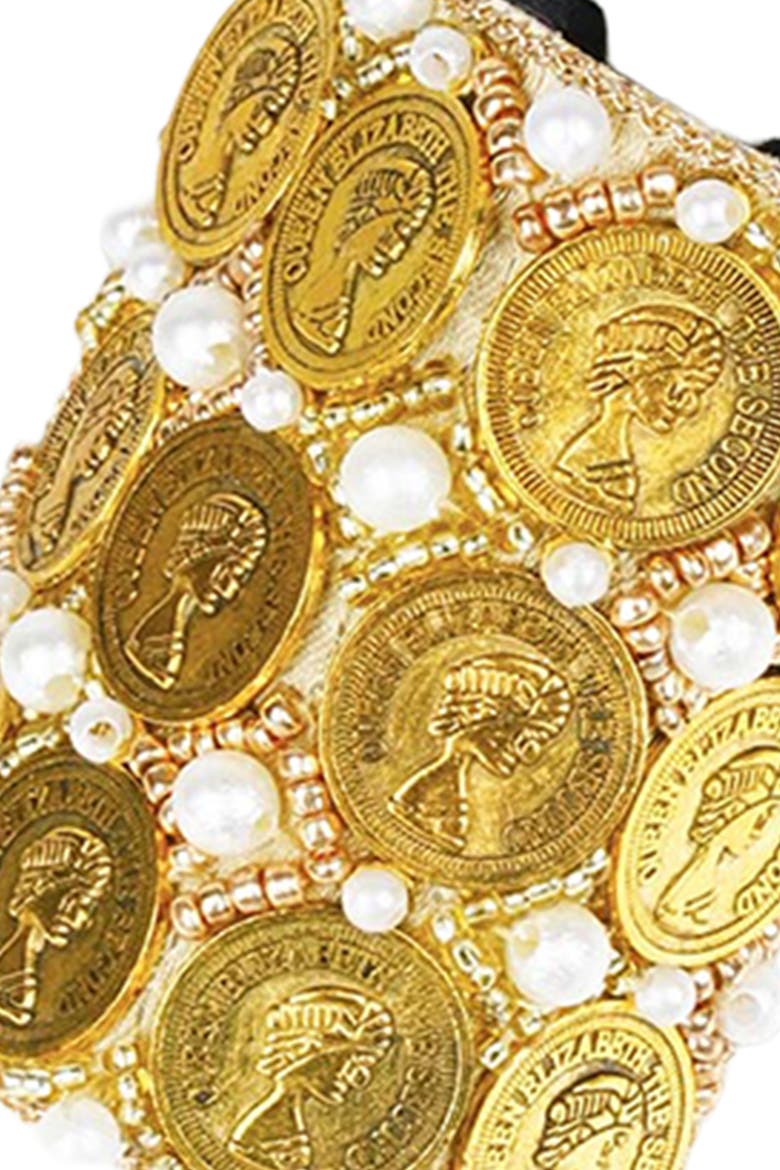 Embellished Coin Ponytail Holder - Gold, Alternate, color, Gold