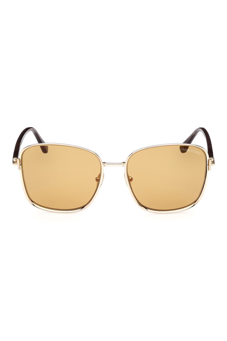 57mm Square Sunglasses, Main, color, GOLD / BROWN