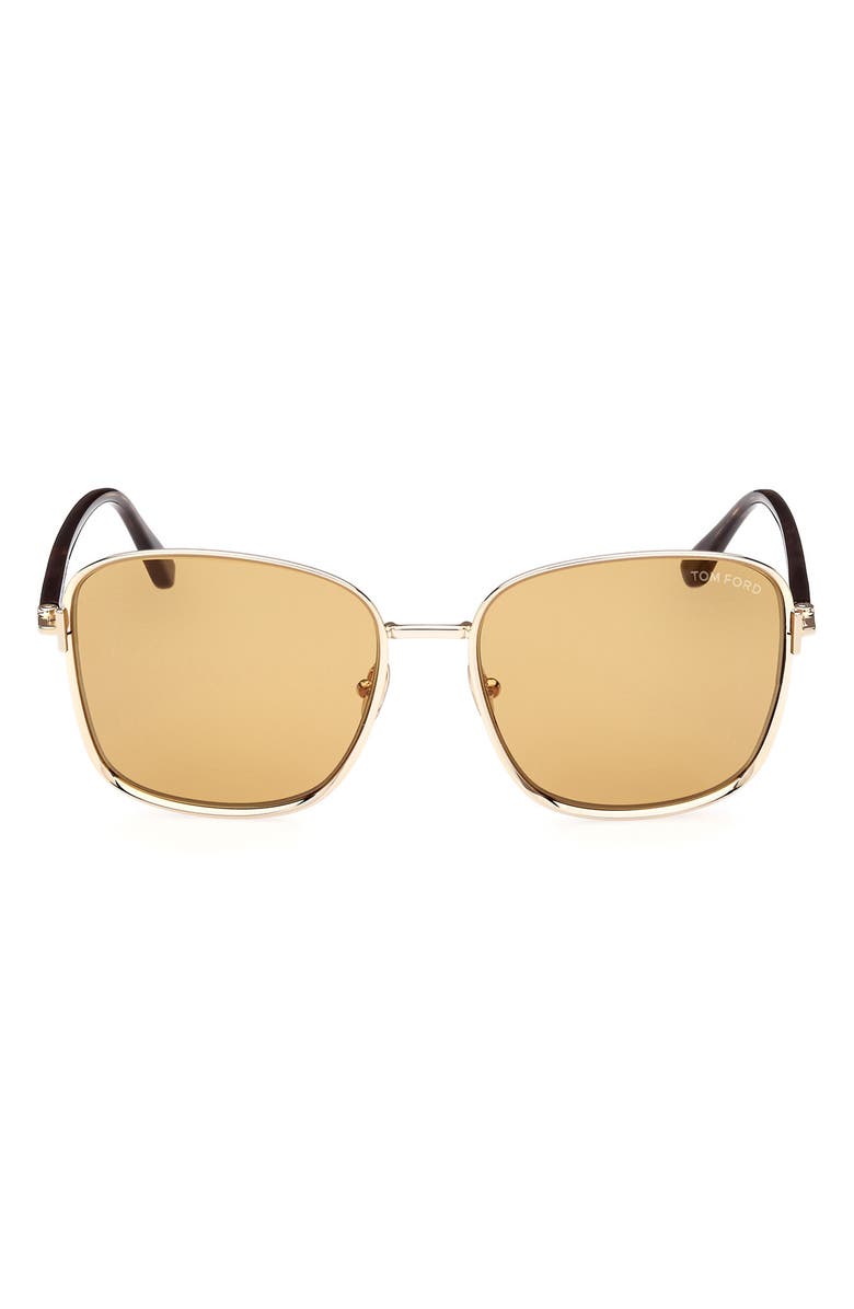 TOM FORD 57mm Square Sunglasses, Main, color, Gold / Brown