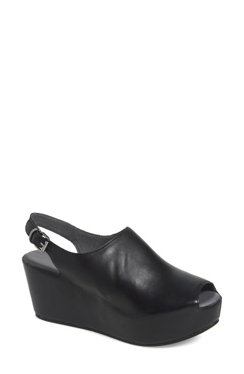 Waby Slingback Peep Toe Platform Wedge Mule
