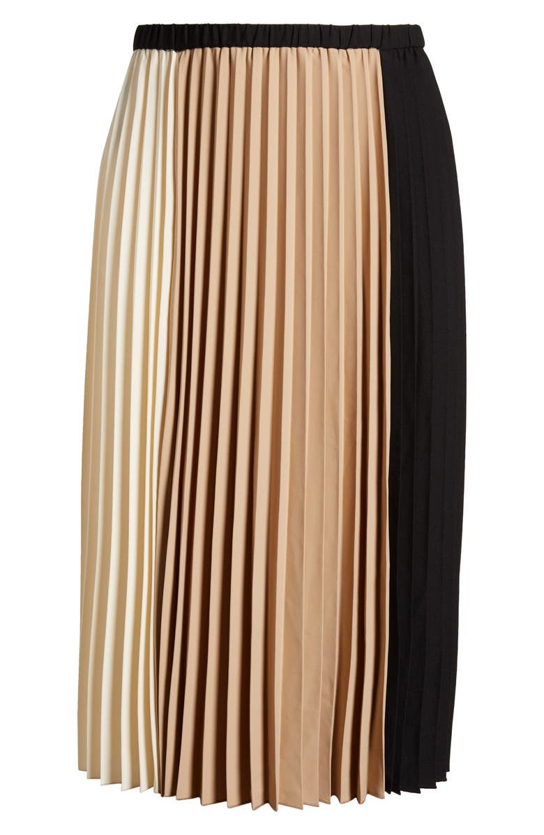 Anne Klein Colorblock Pleated Midi Skirt, Alternate, color,