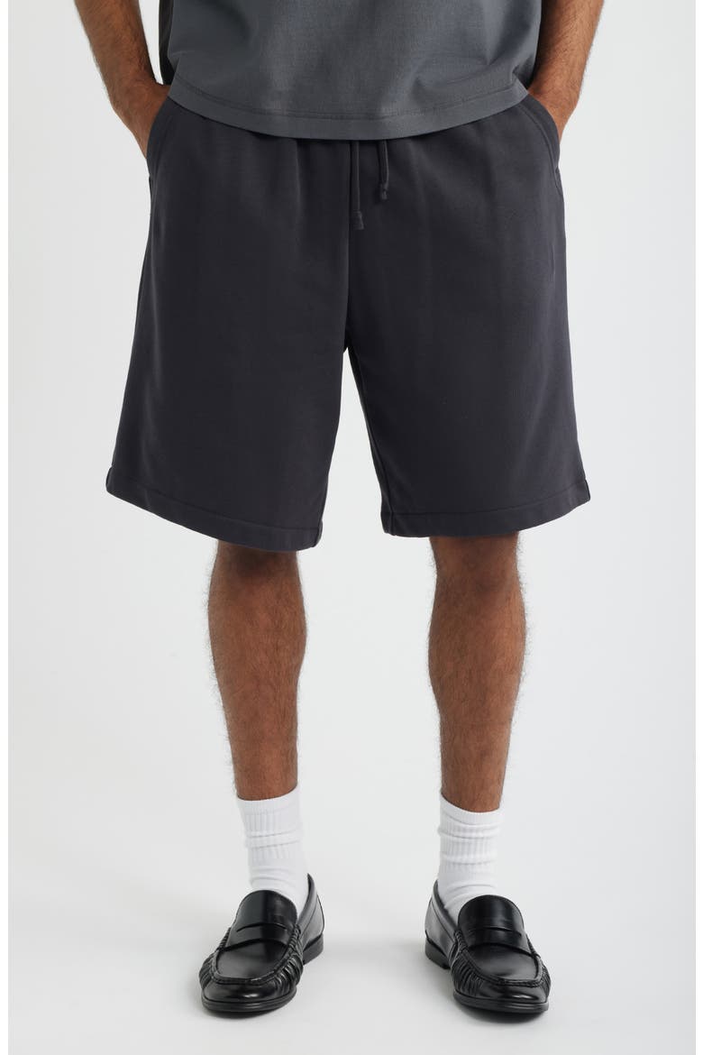 Baggy Terry Sweat Shorts, Main, color, BLACK FADED