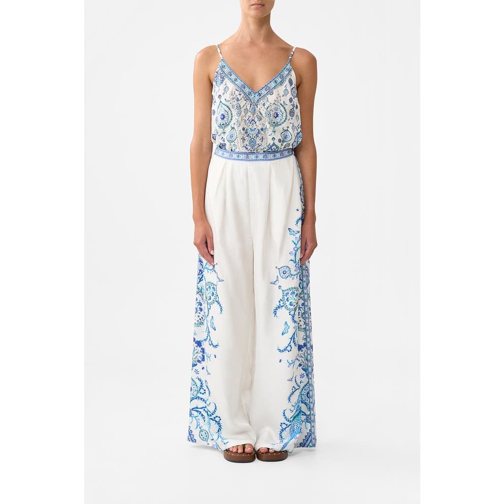 Camilla V-neck Bias Cami Isnik Lullaby In Blue