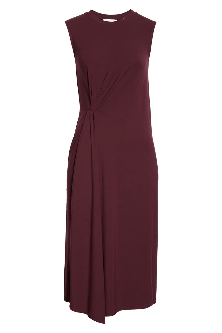 Gathered Sleeveless Dress, Alternate, color, BORDEAUX