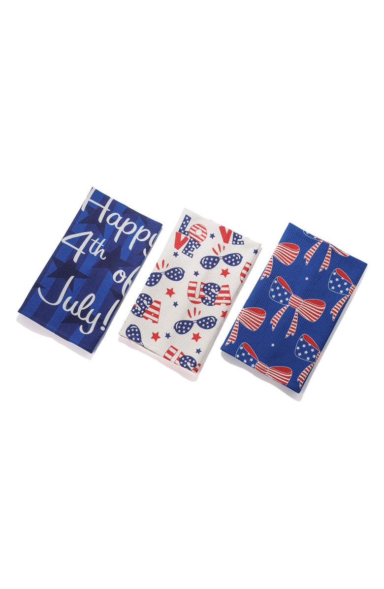 Tiramisu All-American Style Set of 3 Cotton Waffle Kitchen Towels, Main, color, 