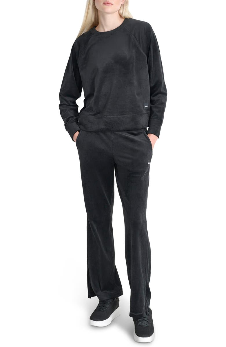 DKNY Platinum Velour Sweatshirt, Alternate, color, 