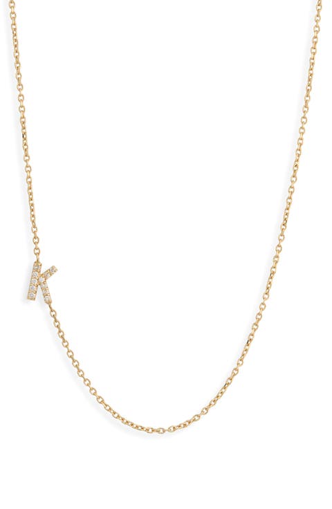 Love Letter Pavé Diamond Initial Pendant Necklace