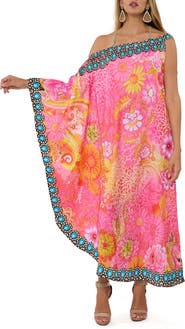 RANEES Crystal Embellished Floral Print One-Shoulder Dress