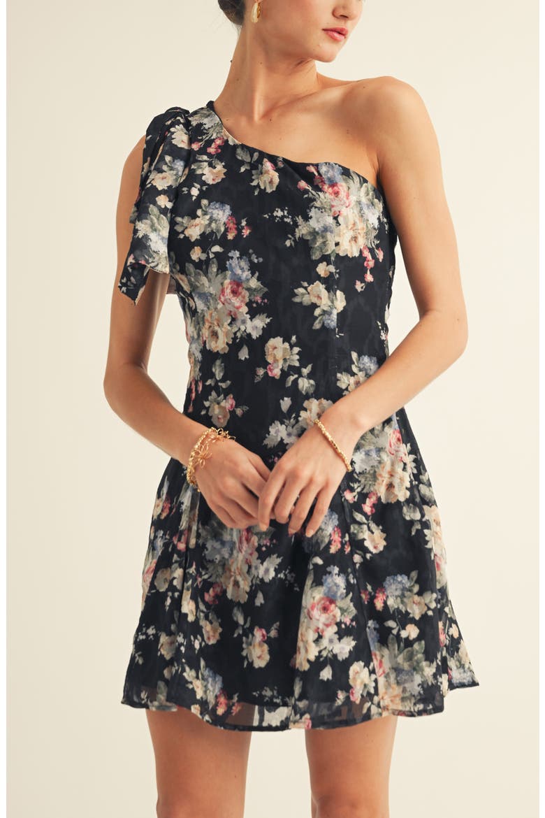 Sierra One-Shoulder Dress, Alternate, color, BLACK MULTI FLORAL
