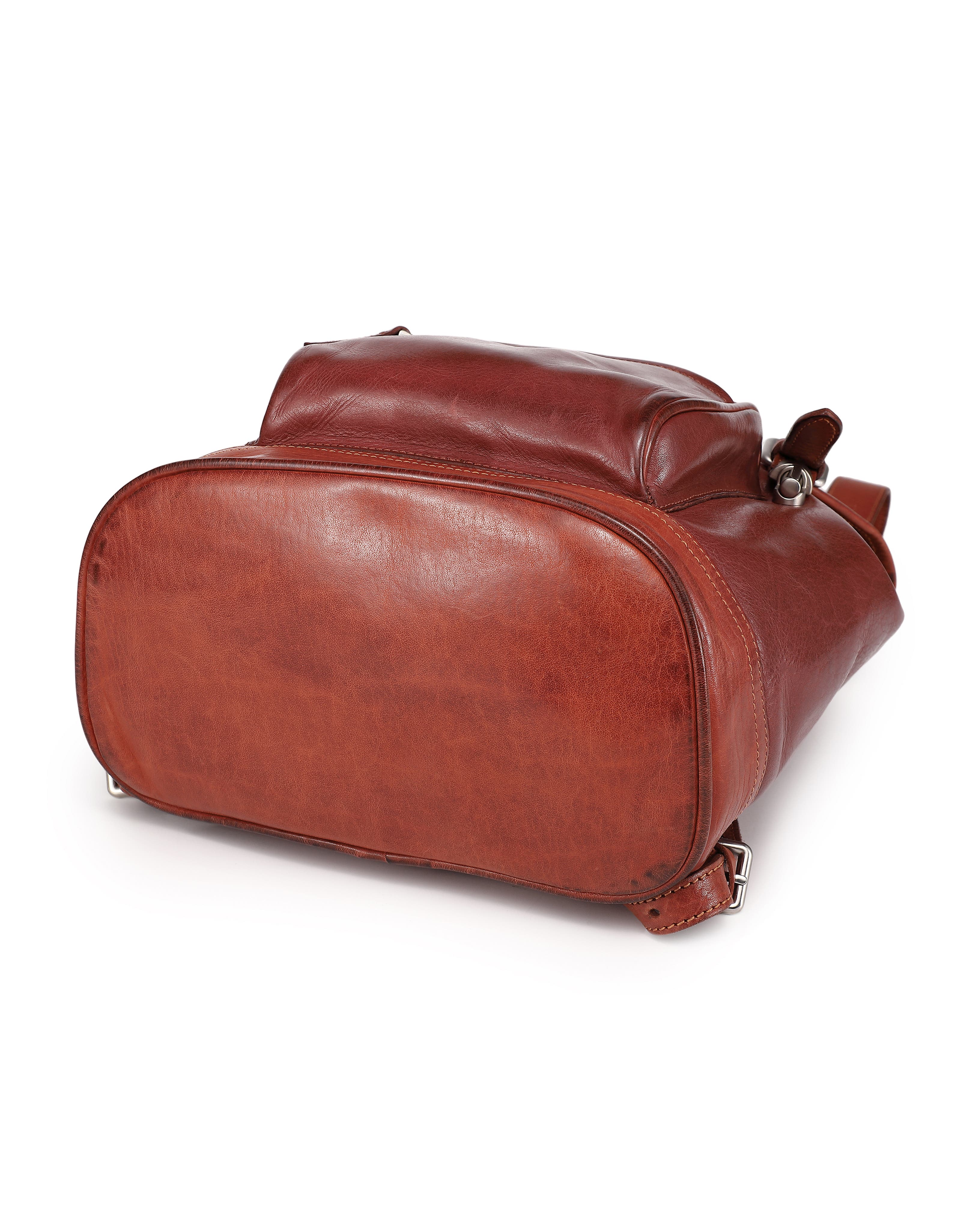 Ficus Genuine Leather Durable Travel Backpack, Alternate, color, Brown