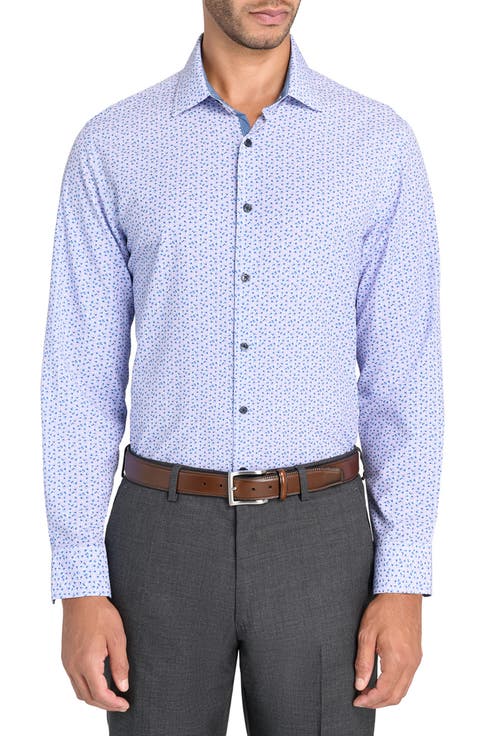 Slim Fit Micro Floral Performance Dress Shirt (Regular & Big)