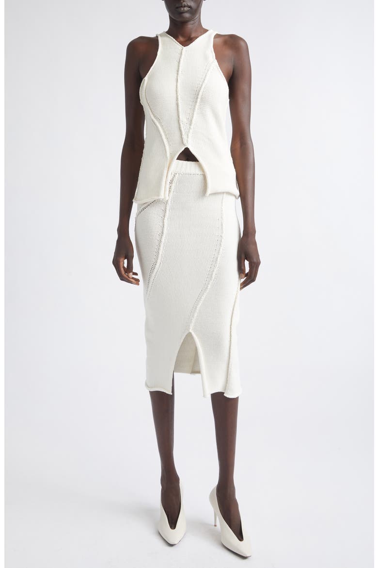 Eddy Diagonal Seam Cotton Blend Sweater Skirt, Alternate, color, IVORY
