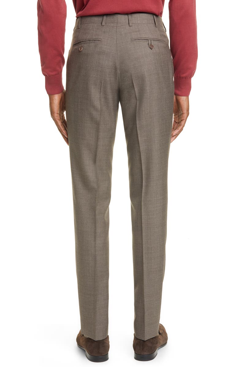 Canali Flat Front Wool Travel Dress Pants, Alternate, color,