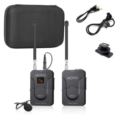 WMX-7 VHF 12-Channel Wireless Lavalier Microphone System Compatible with DSLR Cameras, Camcorders, Smartphones