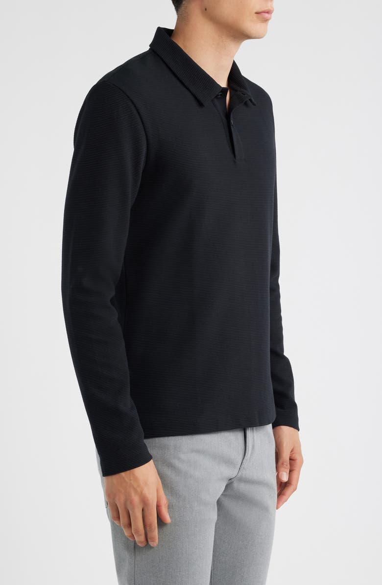 BOSS Pleins Long Sleeve Polo, Alternate, color, Black
