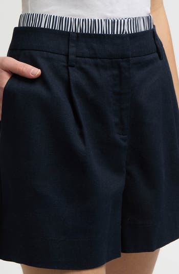 High Waist Twill Shorts
