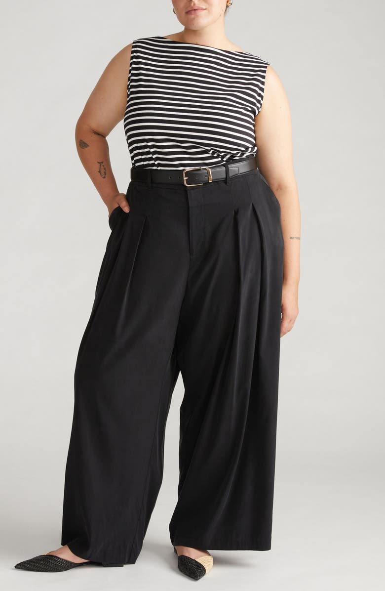 Universal Standard Cooling Cupro Wide Leg Pants, Alternate, color, Black