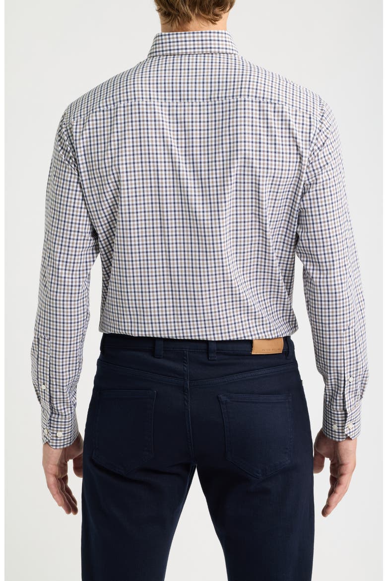 Clarence Tailored Fit Check Performance Poplin Button-Down Shirt, Alternate, color, NAVY